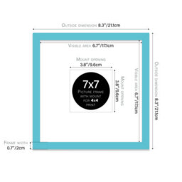 "7X7"" Turquoise Picture Frame - 7X7"" Square Frame With 4X4"" Mount For 7X7""/4X4"" Pictures Moderrn Style Thin Edge, 1 Pack" - thumbnail 2