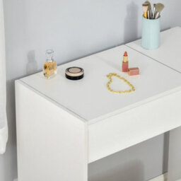 Homcom Dressing Table Set With Flip-Up Mirror Padded Stool Sliding Drawer White - thumbnail 7