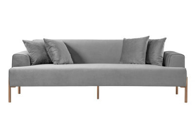 Fmd Furniture Duke Three Seat Sofa - Dove Grey - Brass Legs - image 1