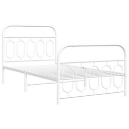 Berkfield Metal Bed Frame Without Mattress With Footboard White 100X190Cm - thumbnail 3