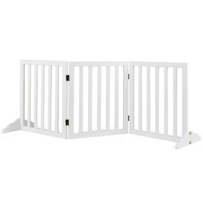 Costway Freestanding Pine Wood Dog Gate 3-Panel 61 Cm Foldable Pet Fence - image 1