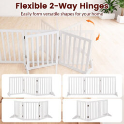 Costway Freestanding Pine Wood Dog Gate 3-Panel 61 Cm Foldable Pet Fence - thumbnail 8