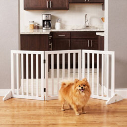 Costway Freestanding Pine Wood Dog Gate 3-Panel 61 Cm Foldable Pet Fence - thumbnail 3