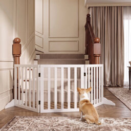 Costway Freestanding Pine Wood Dog Gate 3-Panel 61 Cm Foldable Pet Fence - thumbnail 5