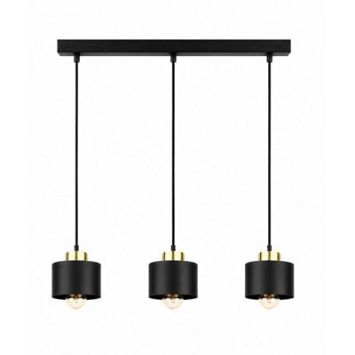 Luminosa Lighting Luminosa Simply Bar Pendant Ceiling Light Black, Gold 3X E27 - image 1
