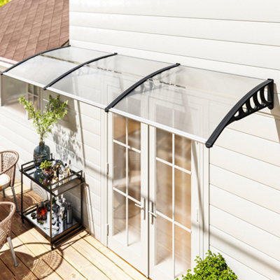 Outsunny Door Canopy Outdoor Awning Rain Shelter For Window Porch, Clear - image 1