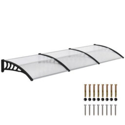 Outsunny Door Canopy Outdoor Awning Rain Shelter For Window Porch, Clear - thumbnail 2