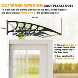 Outsunny Door Canopy Outdoor Awning Rain Shelter For Window Porch, Clear - thumbnail 7