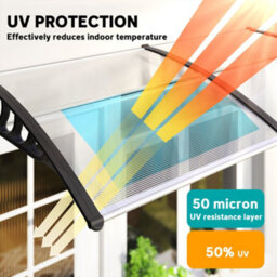 Outsunny Door Canopy Outdoor Awning Rain Shelter For Window Porch, Clear - thumbnail 4