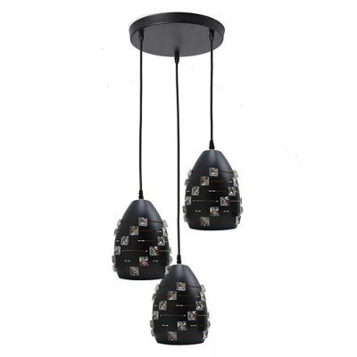 3 Way Pendant Light E27 Base 10Cm Black Metal Lightshade 95Cm Industrial Height Adjustable Ceiling Hanging Lamp For Indoor - image 1