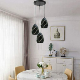 3 Way Pendant Light E27 Base 10Cm Black Metal Lightshade 95Cm Industrial Height Adjustable Ceiling Hanging Lamp For Indoor - thumbnail 2