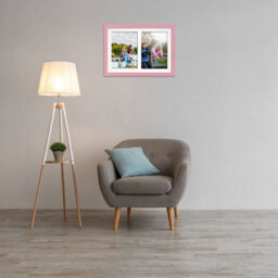 AK Frames 20X14 Pastel Pink Modern Multi Photo Frame With White Mount - Holds 2 Apertures (2X) A4 Photos - thumbnail 3