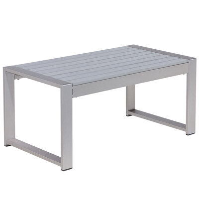 Beliani Garden Coffee Table Salerno 90 Cm 50 Cm Metal Light Grey - image 1
