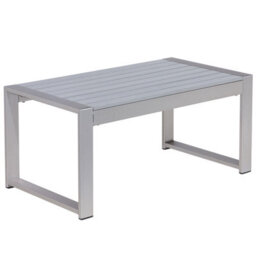 Beliani Garden Coffee Table Salerno 90 Cm 50 Cm Metal Light Grey - thumbnail 1