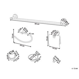 Beliani 6-Piece Bathroom Hardware Set Zaruma With Towel Bars And Hooks Gold - thumbnail 3