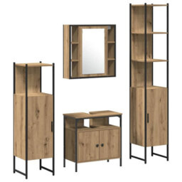 Berkfield Modern 4 Piece Bathroom Furniture Set In Artisan Oak Engineered Wood