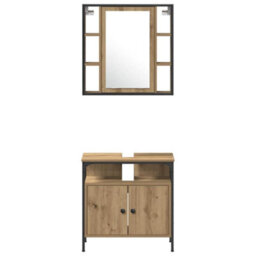 Berkfield Modern 4 Piece Bathroom Furniture Set In Artisan Oak Engineered Wood - thumbnail 9