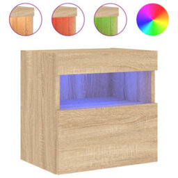 Berkfield Tv Wall Cabinet With Led Lights Sonoma Oak 40X30X40 Cm - thumbnail 2