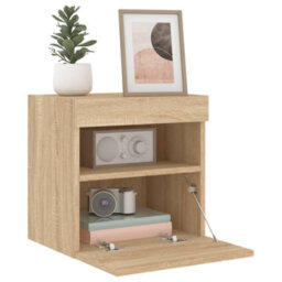 Berkfield Tv Wall Cabinet With Led Lights Sonoma Oak 40X30X40 Cm - thumbnail 7