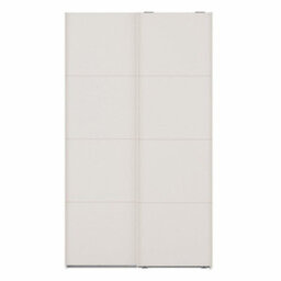 Sophistispace 120 Sliding Door Wardrobe Elegant Shaped 2 Door Bedroom Storage With Shelves Hanging Rail White - thumbnail 3