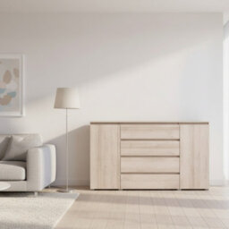 Cosmo C06 Modern 4 Drawer Chest Of Drawers Contemporary Oak Sonoma Storage Cabinet For Bedroom Or Living Room - thumbnail 1