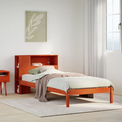 Berkfield Bookcase Bed Without Mattress Wax Brown 100X200 Cm Solid Wood Pine - image 1