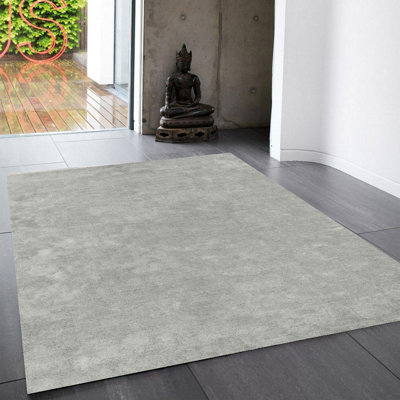 Silver Plain Modern Easy To Clean Rug For Dining Room Bed Room And Living Room-120Cm X 170Cm - image 1
