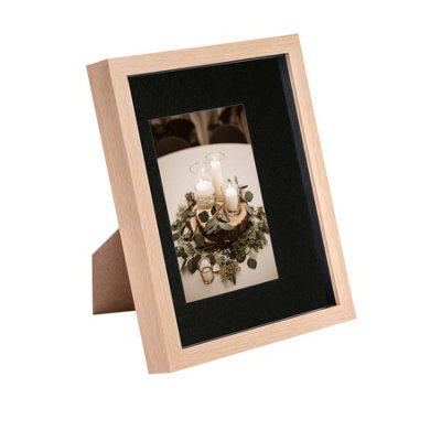 "Nicola Spring 3D Box Photo Frame - 8 X 10"" With 4 X 6"" Mount - Light Wood/black" - image 1