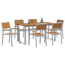 Berkfield Garden Dining Set 7 Pcs Grey And Brown 160 X 80 X 75 Cm - thumbnail 3