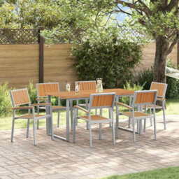 Berkfield Garden Dining Set 7 Pcs Grey And Brown 160 X 80 X 75 Cm - thumbnail 1