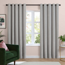 furn. Furn Soft Chenille Blackout Eyelet Curtain Pair, Silver, (W) 168 X (D) 183Cm - thumbnail 2