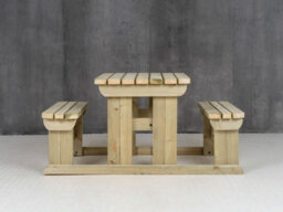 Arbor Garden Solutions Abies Wooden Picnic Bench And Table Set, Rounded Outdoor Dining Set (4Ft, Natural Finish) - thumbnail 2