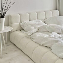 Ciara Boucle Upholstered  Ivory Bed Frame - thumbnail 1