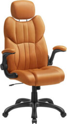 Songmics Office Chair, Ergonomic Gaming Chair, Adjustable Headrest, Tilt, Foldable Armrests, Self-Locking Castors, Caramel Brown - thumbnail 7