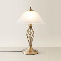 Valuelights Traditional Antique Brass Barley Twist Table Lamp With Frosted Shade - thumbnail 6