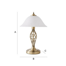 Valuelights Traditional Antique Brass Barley Twist Table Lamp With Frosted Shade - thumbnail 7