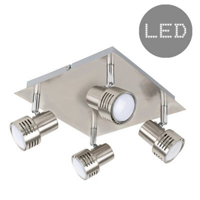 Valuelights Silver Ceiling Bar Spotlight Includes 4 X Gu10 Led Warm White 3000K Bulbs - image 1