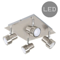 Valuelights Silver Ceiling Bar Spotlight Includes 4 X Gu10 Led Warm White 3000K Bulbs - thumbnail 1