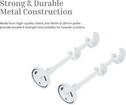 Lister Cartwright Double Curtain Extendable Pole Set With White Ball Finials- 19mm & 28mm Metal Poles(70- 120 Cm) - thumbnail 5