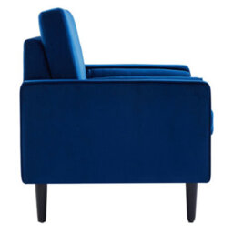 Living And Home Mid-Century Blue Fleece Fabric Single Sofa Armchair With Armrest Pillow - thumbnail 3