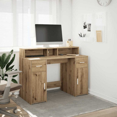 Walplus Desk With Led Lights Artisian Oak 120X55X91 Cm Engineered Wood - image 1