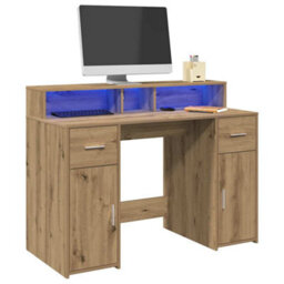 Walplus Desk With Led Lights Artisian Oak 120X55X91 Cm Engineered Wood - thumbnail 4
