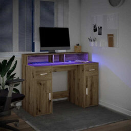 Walplus Desk With Led Lights Artisian Oak 120X55X91 Cm Engineered Wood - thumbnail 3