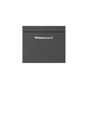 Nuie Hudson Reed Athena Wall Hung Vanity Unit, Durable Soft Close Single Door, Modern Bathroom Cabinet Storage In Gloss Grey, 500mm - image 1
