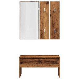 Vidaxl Hallway Furniture Set Old Wood Engineered Wood - thumbnail 5