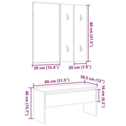 Vidaxl Hallway Furniture Set Old Wood Engineered Wood - thumbnail 3
