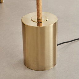 Furniturebox Uk Astrid Floor Lamp With White Shade And Rattan Brass Base - thumbnail 6