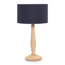 Valuelights Victoria Traditional Light Wood Candlestick Table Lamp With Navy Blue Drum Shade - Led Bulb Included - thumbnail 2