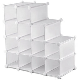 Amos 16 Pair Interlocking Cube Shoe Storage Rack Organiser With Adjustable Modular Slot Shelf Box - White - thumbnail 4