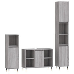 Berkfield Modern 3 Piece Bathroom Furniture Set Grey Sonoma Engineered Wood